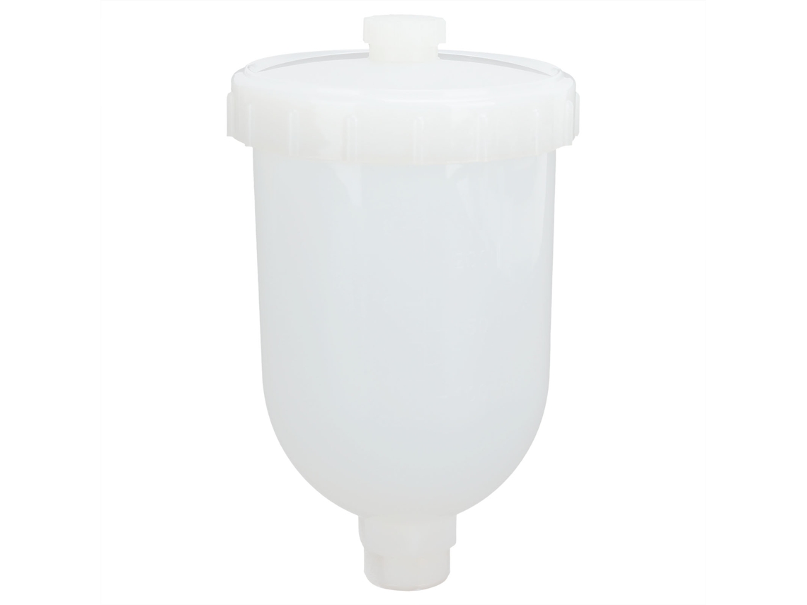 Recipiente de plástico de 300 ml para pistolas pulverizadoras, reemplazable, con conector de rosca hembra de 15 mm.