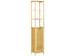 ZIWEI STORE Mueble de baño con 3 compartimentos abiertos y 1 armario de bambú, antivuelco (34 x 30 x 173 cm)