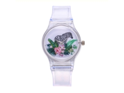 Reloj De Pulsera Para Mujer Con Bonito Estampado De Dibujos Animados, Correa De Silicona Y Movimiento De Cuarzo Informal.