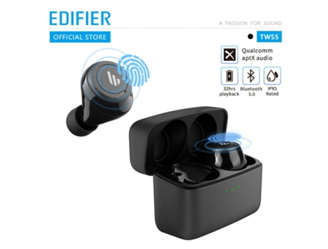 Auriculares Bluetooth True Wireless Original Edifier 5 V5.0 Foo Audio Ipx5 Touch Control Impermeable 32 Horas Reproducción Negro