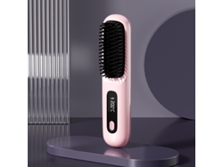 Cepillo Alisador Inalámbrico Rosa Pantalla Lcd 3 Niveles Temperatura Calentamiento Rápido 20s Portátil