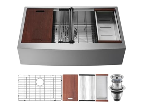 VEVOR Fregadero de Cocina Fregadero Empotrado de Acero Inoxidable 1 Seno 76x56