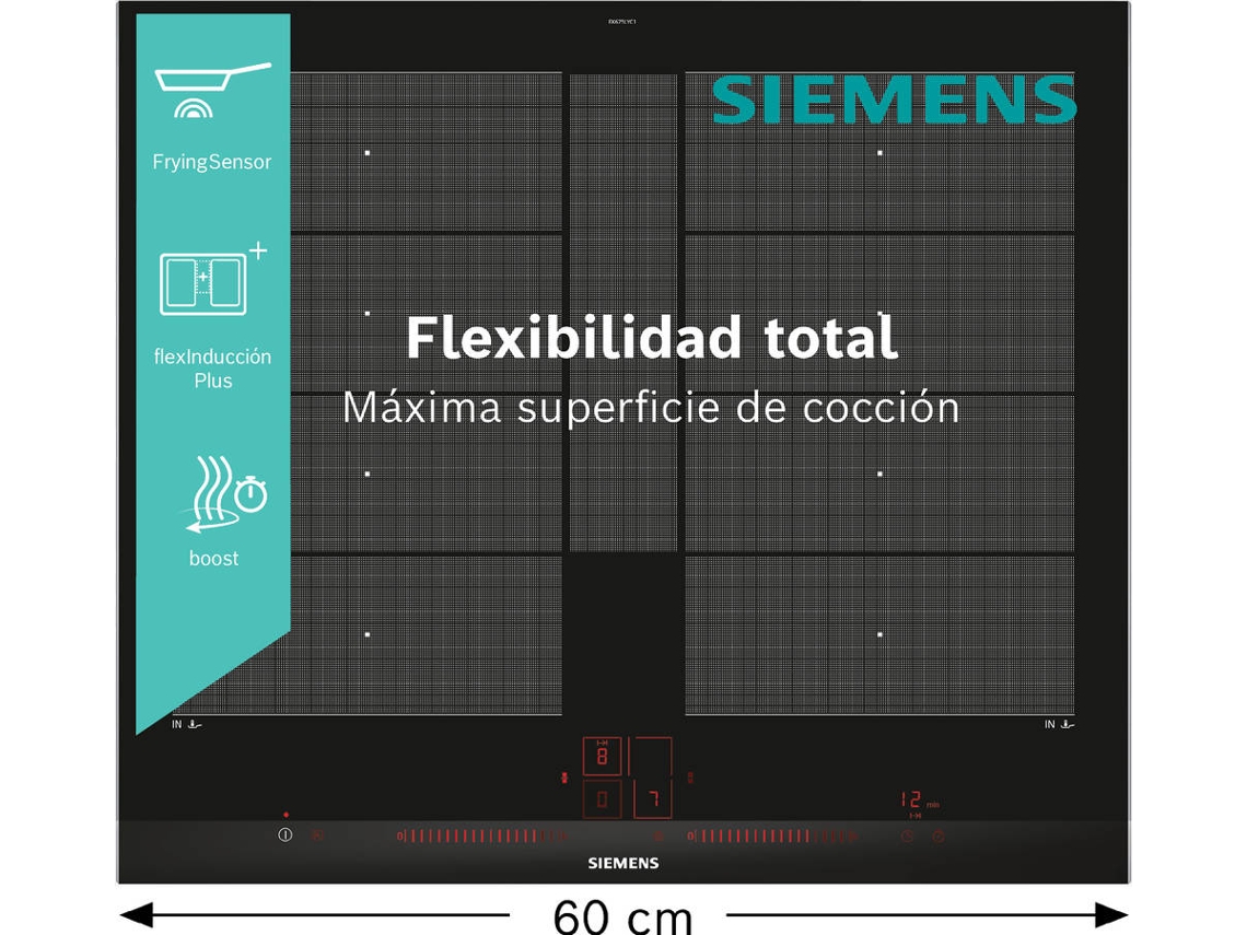 Placa Flex de Inducción SIEMENS EX675LYC1E (Eléctrica - 60.2 cm - Negro)