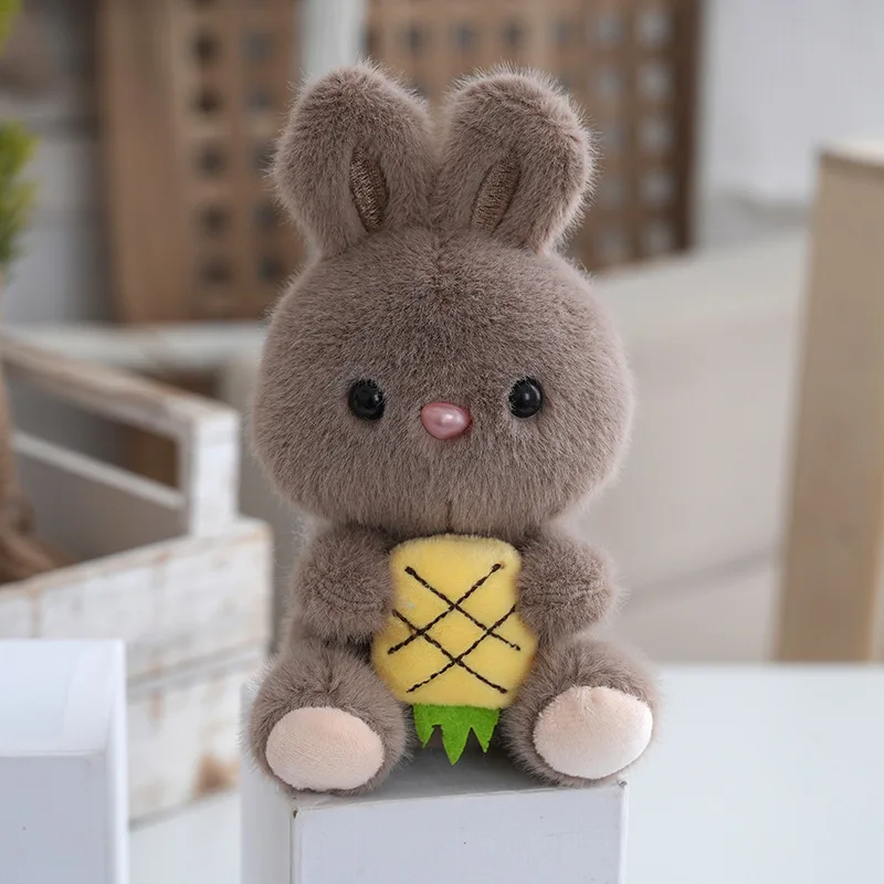 (cinza) Chaveiro De Pelúcia Coelho Frutado Fofo De 15cm