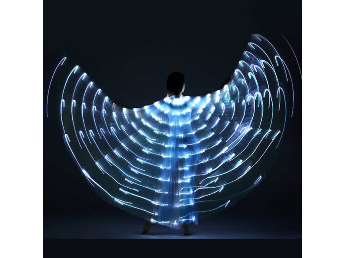 2026-ala De Baile Belly Con Led Iluminada 9.8ft Poliéster Para Adultos Traje De Carnaval Con Varillas Telescópicas Blanca