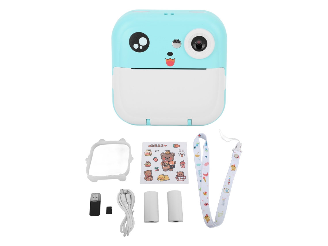 Cámara Instantánea Hd Para Niños Con Impresión Rápida Diy, Frontal Y Trasera, Tarjeta De 32 Gb, Juguete De Regalo Azul