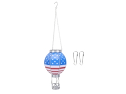 Linterna solar decorativa con forma de globo aerostático, luz solar colgante con portavelas para patio, jardín, porche, L