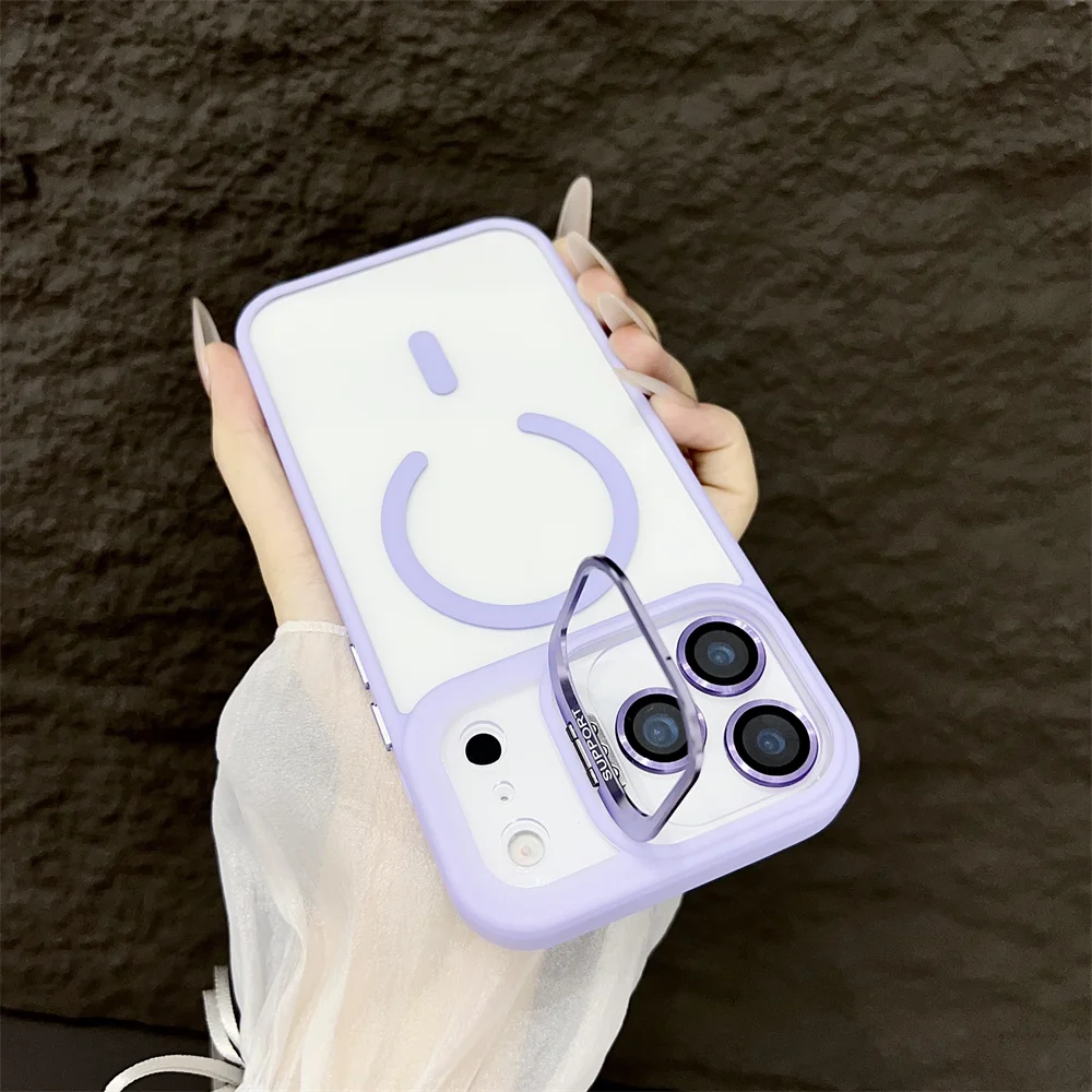 (iphone 13 Pro, Morado Claro) Funda Con Soporte Magnético Magsafe Para Iphone, Compatible Con Carga Inalámbrica.
