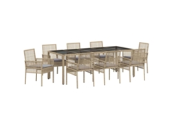Maison Exclusive - Conjunto De Comedor De Jardín 9 Pcs Beige Ratán Sintético