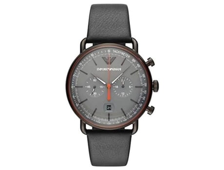 Reloj Para Hombres Emporio Armani Gunmetal Tono De Acero Inoxidable Cronógrafo Cronogrolo Cronogro De Cuero Negro Ar11168