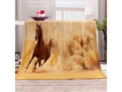 Manta de microfibra con estampado de caballos, 180x220cm, transpirable.