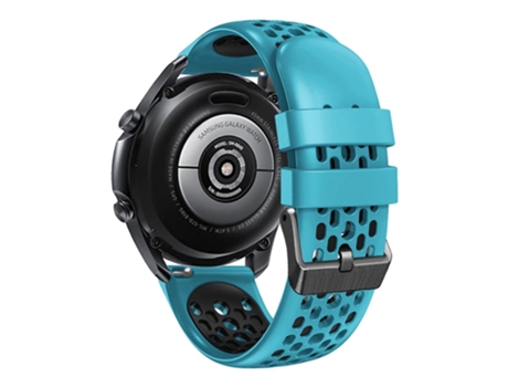 Correa de Silicona 22mm dos colores con cinco filas de orificios para Samsung Galaxy Watch 3 45mm/Huawei Watch GT3 Pro 46mm - azul cielo/negro