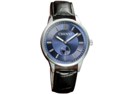 Reloj Analógico De Cuarzo Para Hombre Con Esfera Azul Y Caja Plateada.