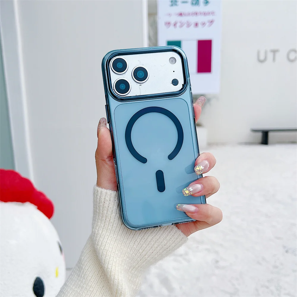 (iphone 13 Pro, Azul) Funda Magnética Transparente Para Iphone, Compatible Con Magsafe.