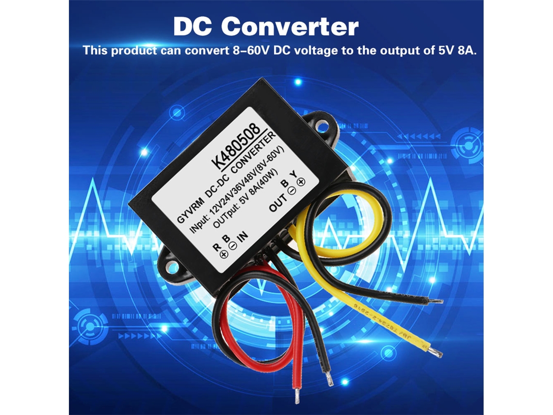 Módulo convertidor reductor DC-DC 2026as de 12V/24V/36V/48V a 5V 8A Fuente de alimentación reductora