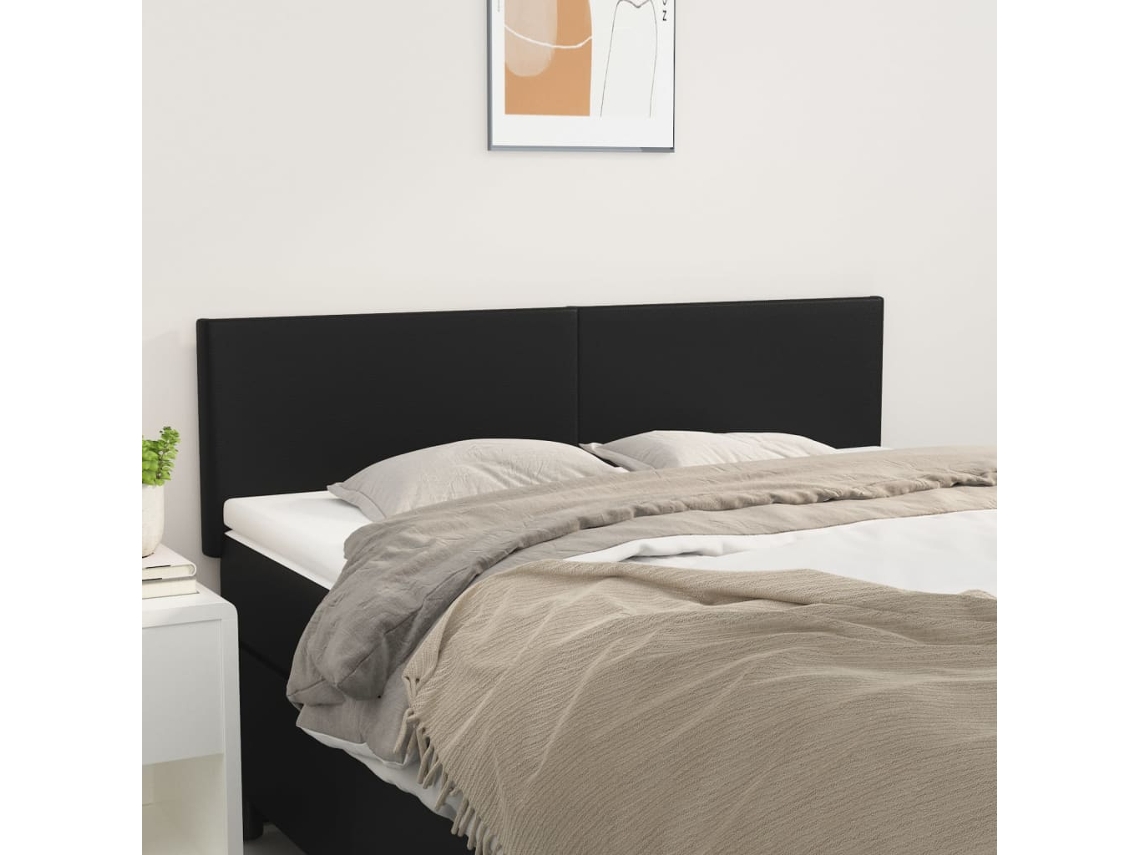 Cabeceros 2 Unidades Cuero Sintético Negro 72x5x78/88 Cm