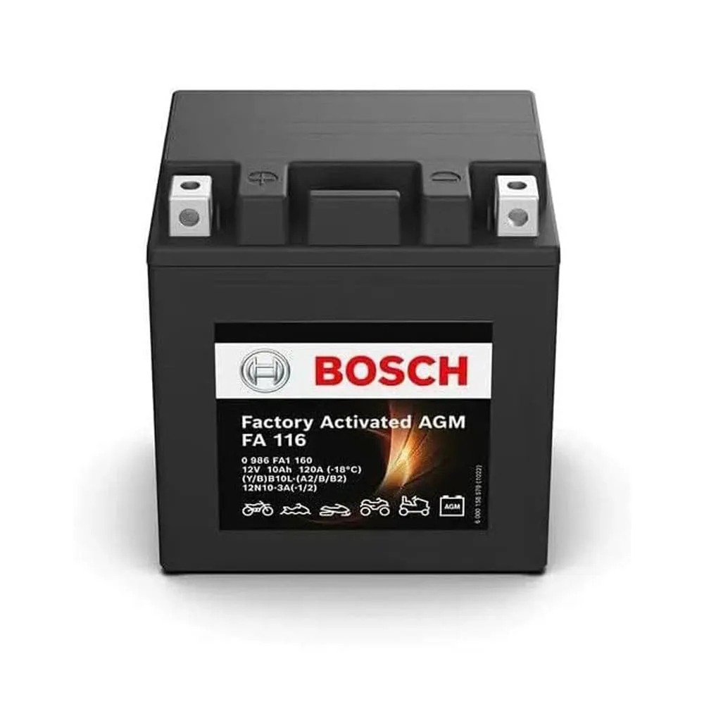 Batería de Moto BOSCH FA116 (YB10L-A2/B2-12N10-3A-1 ) 10Ah 120A 12V