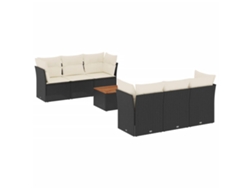 Maison Exclusive - Set De Comedor De Jardín 7 Pzas Y Cojines Ratán Sintético Negro
