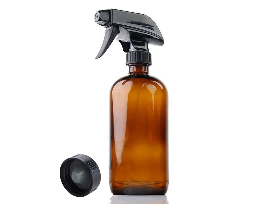 Botella de vidrio con pulverizador de 500 ml, ideal para aceites esenciales, plantas, soluciones de limpieza y cabello, rellenable.