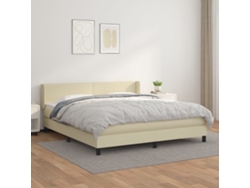 Syfax™ Cama Box Spring Con Colchón Cuero Sintético Crema 180x200 Cm