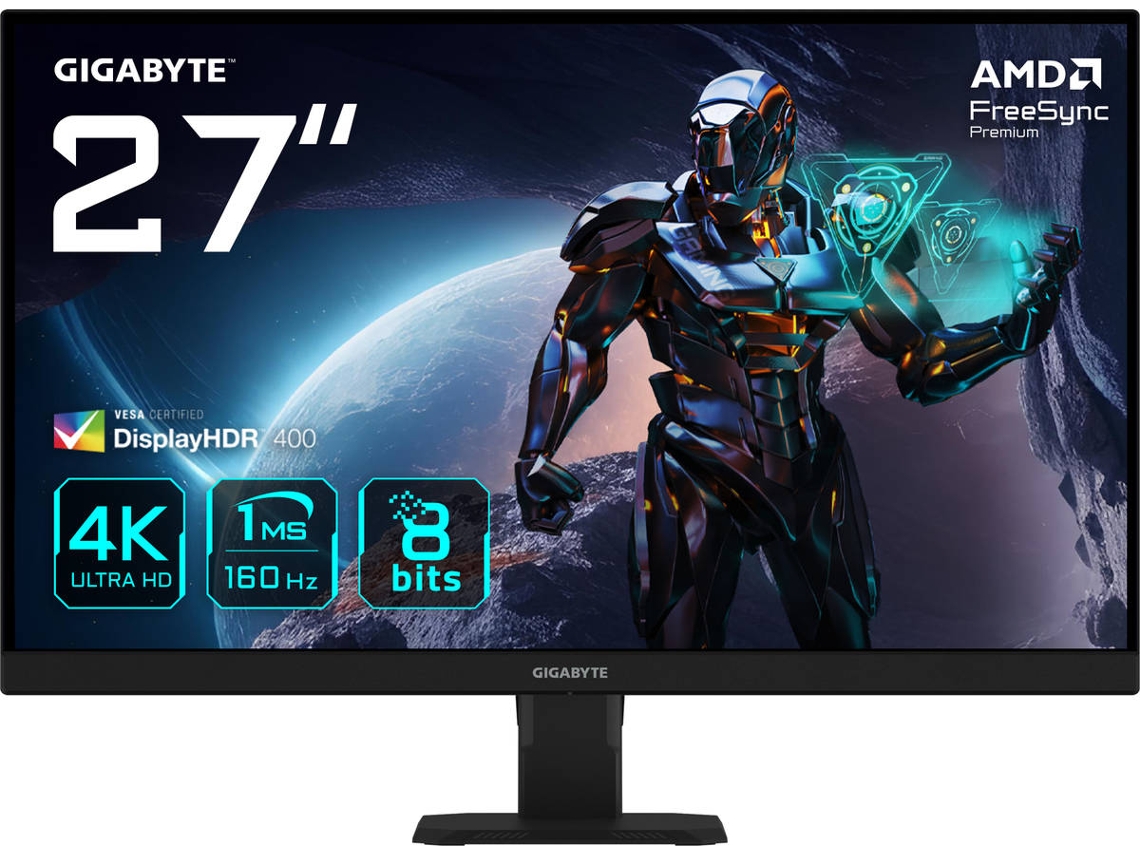 Monitor Gaming GIGABYTE GS27U (Negro - 27" - 4K Ultra HD - Enchufe EU - Flicker free - 1 ms)