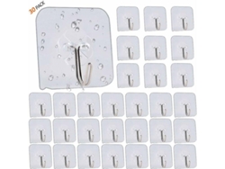 30 Ganchos Adhesivos Transparentes Reutilizables Para Cocina O Baño Carga Hasta 5 Kg Sin Perforar