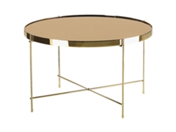 Mesa De Centro Beliani Lucea De Vidro De Segurança (temperado) Dourado 63x63x38