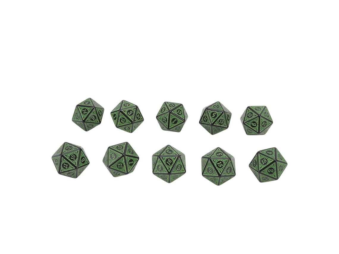10pcs Conjunto De Dados Poliédricos Acrílico Gravura Fina Para Rpg Festa Jogo De Tabuleiro 20 Lados