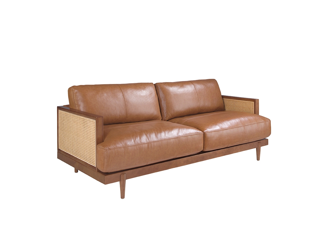Sofá 3 plazas piel marrón ANGEL CERDA 205 x 96 x 83