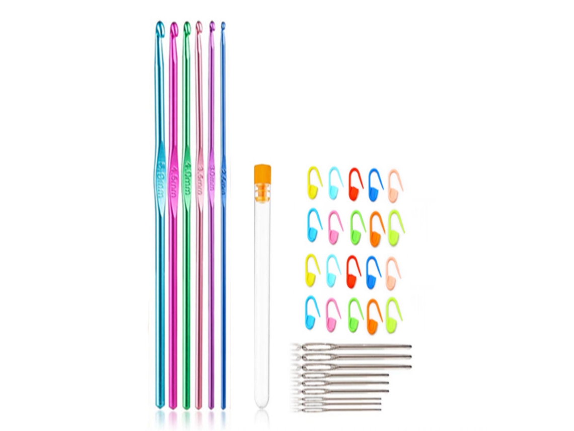 KOFIHETY Herramientas para tejer hilo, mango ergonómico de aluminio, marcadores de puntadas ligeros y duraderos, amplia aplicación para principiantes y profesi