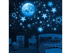 Calcomanías Luminosas Luna Y Estrellas Para Niños 3660 Piezas Decoración Pared Y Techo