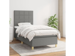 Cama Box Spring Con Colchón Tela Gris Oscuro 80x200 Cm