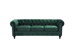 Sofá de 3 plazas BELIANI Chesterfield de Terciopelo Verde 202x75x70