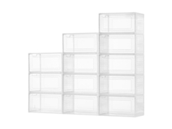12 cajas magnéticas para zapatos Succebuy, tamaño 13 (EE. UU.), blancas y transparentes
