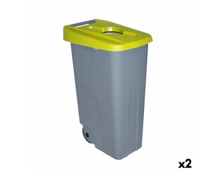 Cubo de Basura con Ruedas DENOX 110 L Amarillo 58 x 41 x 89 cm