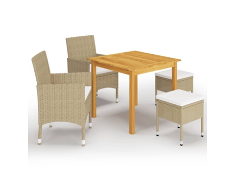 Conjunto 5 de comedor de jardín de VIDAXL beige