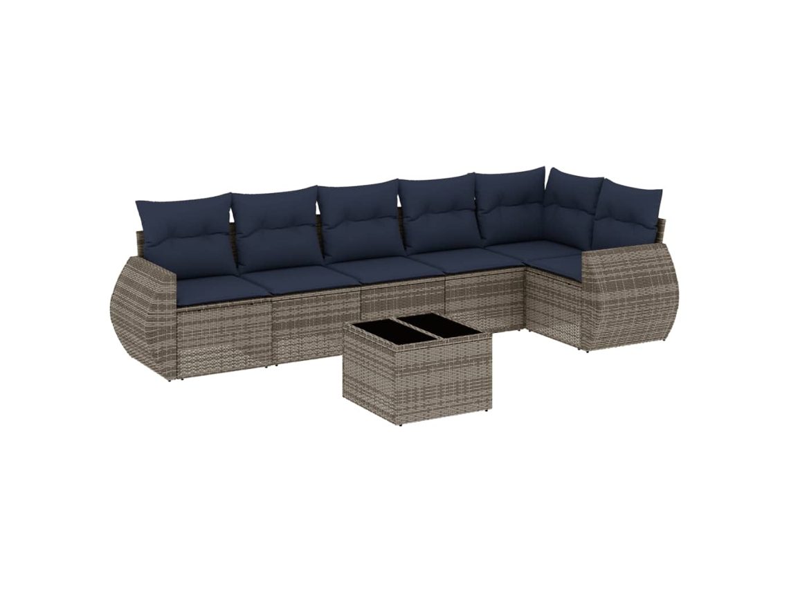 Maison Exclusive - Conjunto De Sofá De Jardín De 7 Piezas Con Cojines, Poliratán Gris