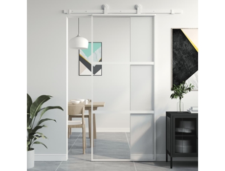 MAISON EXCLUSIVE Puerta corredera vidrio templado y aluminio blanca 90x205 cm