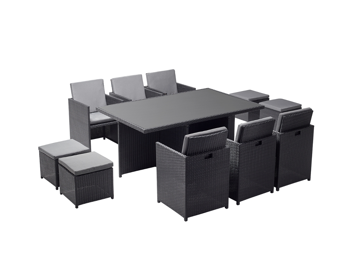 Conjunto de Cenar Exterior CONCEPT U Mónaco (Negro y Gris - Resina - 178x115x74 cm)