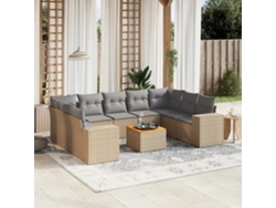 Conjunto de 10 sofás de jardín con cojines de mimbre beige de DKD Home Decor