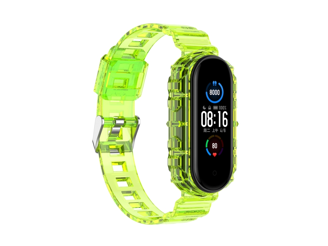 Pulseira De Reposição Para Xiaomi Band 7 Em Borracha Mole Pu Transparente Amarela