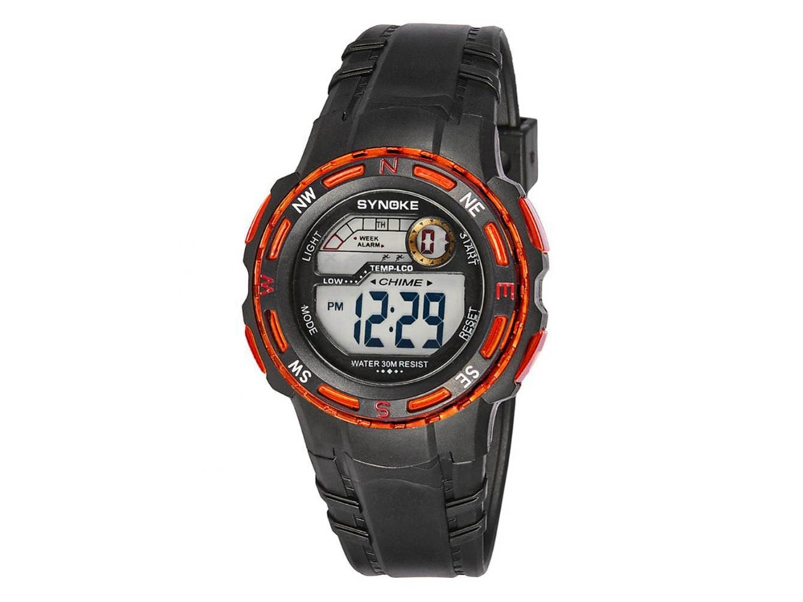 Reloj Deportivo Impermeable Para Niños Con Luz De Fondo Y Correa Suave Naranja