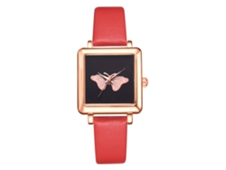 Reloj De Pulsera Casual Para Mujer Lvpai Con Correa De Piel Sintética Y Esfera Cuadrada Roja.