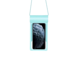Funda impermeable de TPU para teléfono móvil, ideal para nadar y bucear, fabricada en cuero sintético. Azul claro - Extra grande.