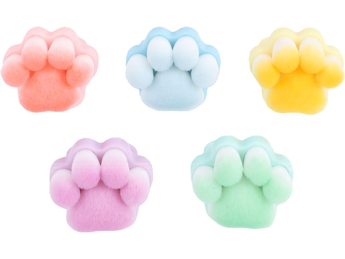 Cepillo De Uñas Con Forma De Pata De Gato, Suave, Denso, Bonito, Ligero, Con Anillo Abierto, Limpia