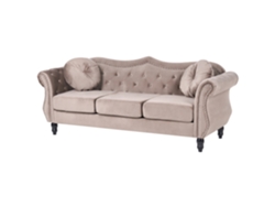 Sofá 3 Plazas Beliani Skien De Terciopelo Beige 204x78x86