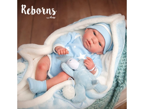 Muñeco ARIAS Arias Reborns 40 cm Carlos con Manta y Peluche (Edad Mínima: 3 Años - 46,5 x 21,5 x 30 cm)