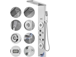 Sistema de panel de ducha Succebuy con 6 modos, LED y pantalla, acero inoxidable, efecto lluvia