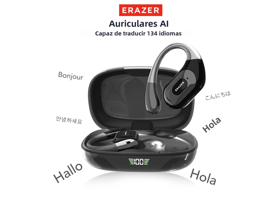 Auriculares Deportivos Inalámbricos Bluetooth V5.4 (edición Ai Negra), Traductor De Ia Y Micrófono, Graves Potentes.