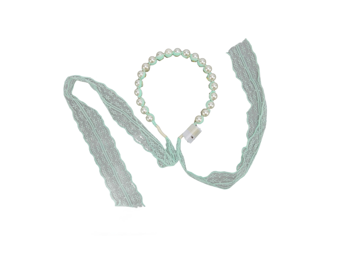 Vlrla-glow Pearl Lace Ribbon Headband Para Wedding